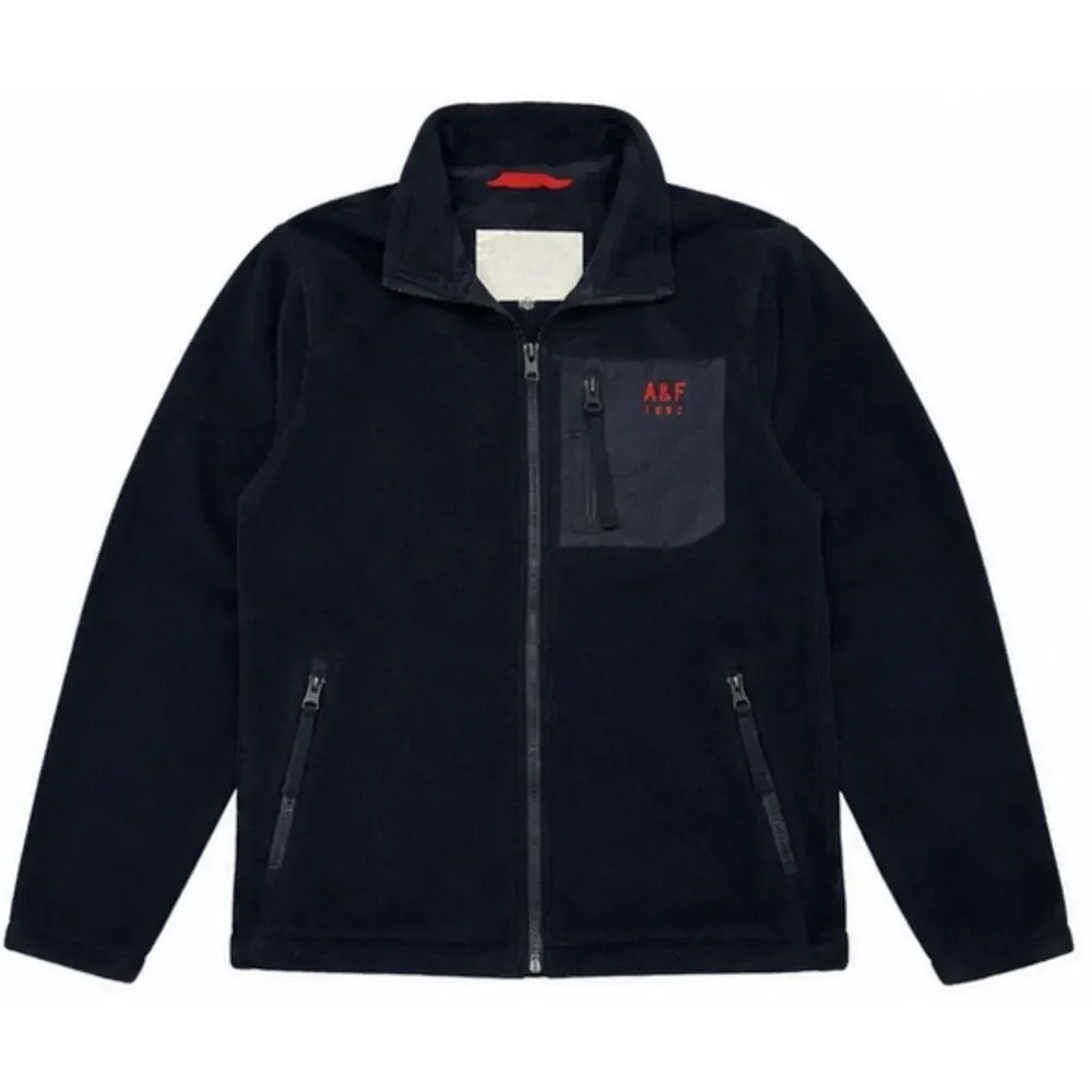 Y2K Abercrombie & Fitch A&F 1892 Full Zip Fleece Jacket Men’s M Navy Zip